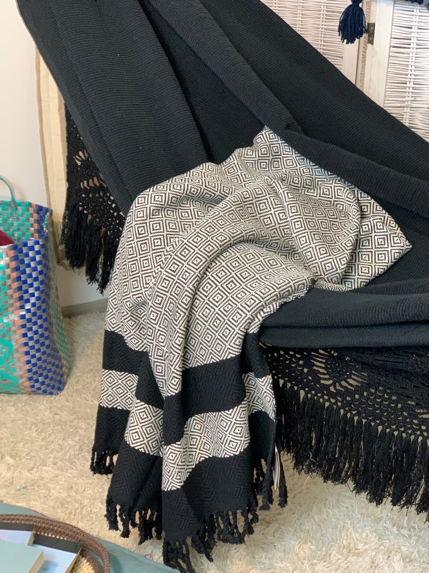 Hammock "Crochet", Black, Bogotá, Size 3.60 x 1.60