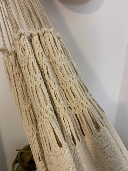Amaca "Chinchorro" Wayuù Deluxe , Ecrù, D.O.P, fatta a mano.