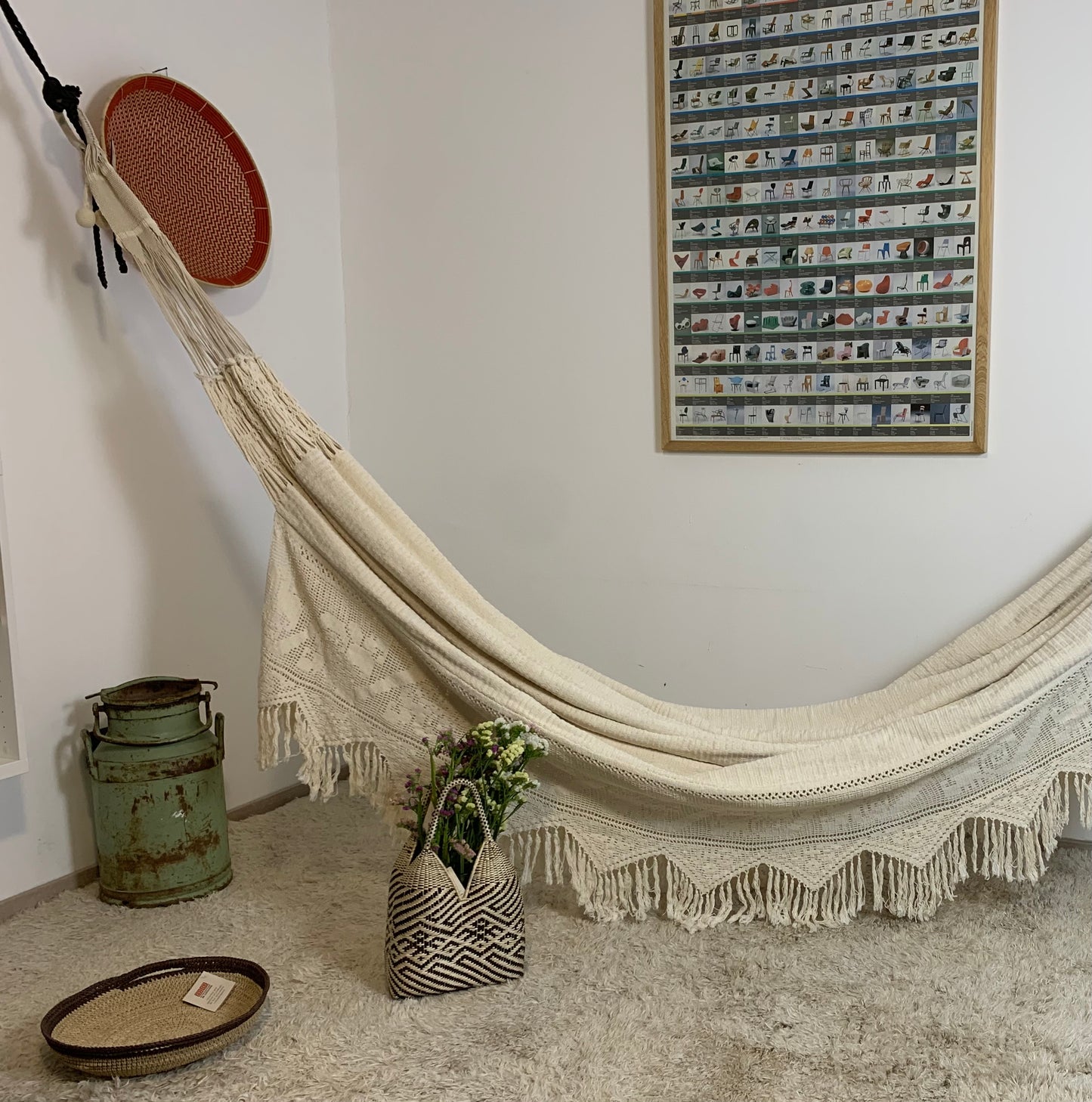 Amaca "Chinchorro" Wayuù Deluxe , Ecrù, D.O.P, fatta a mano.