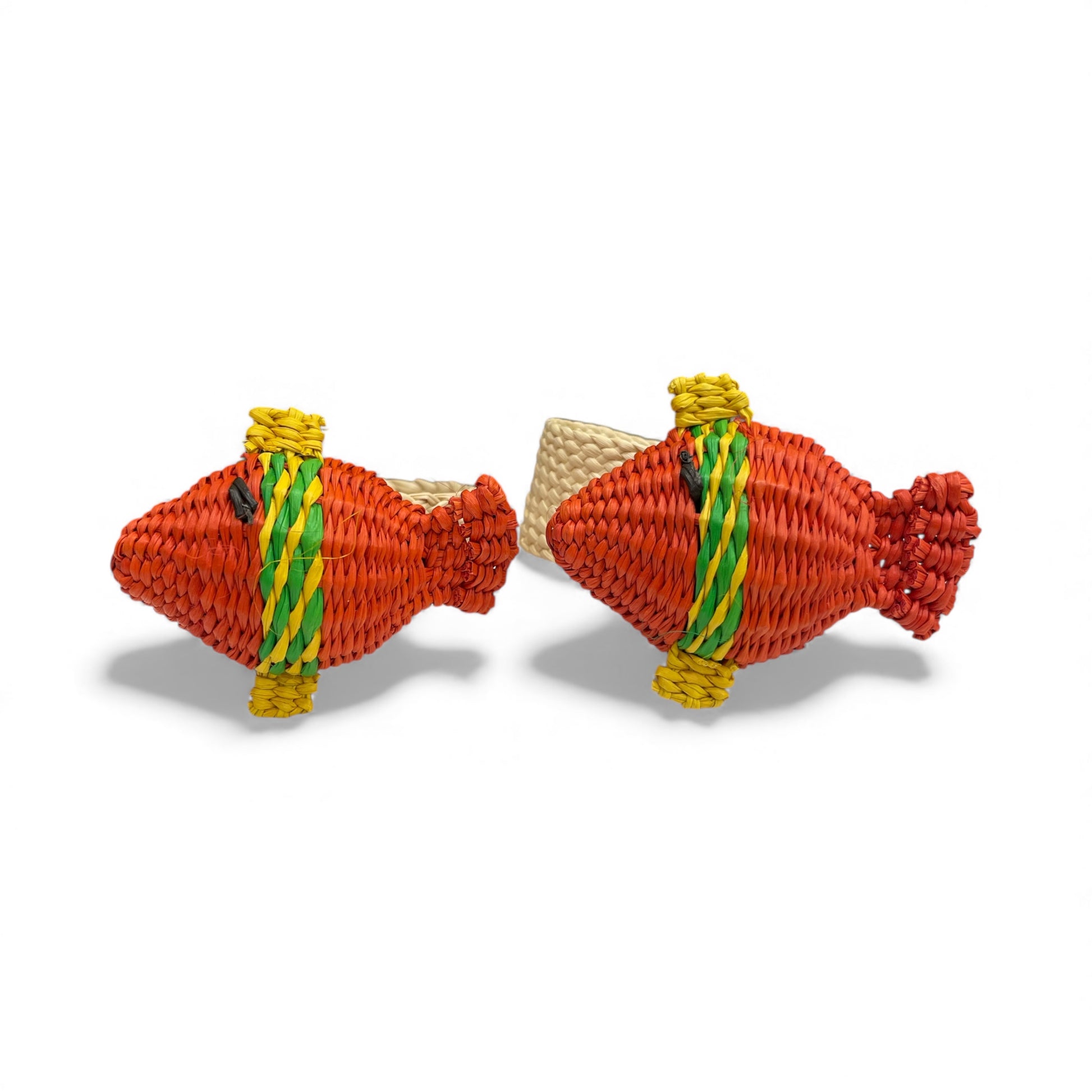 anelli portatovaglioli in palma di iraka, forma pesce rosso