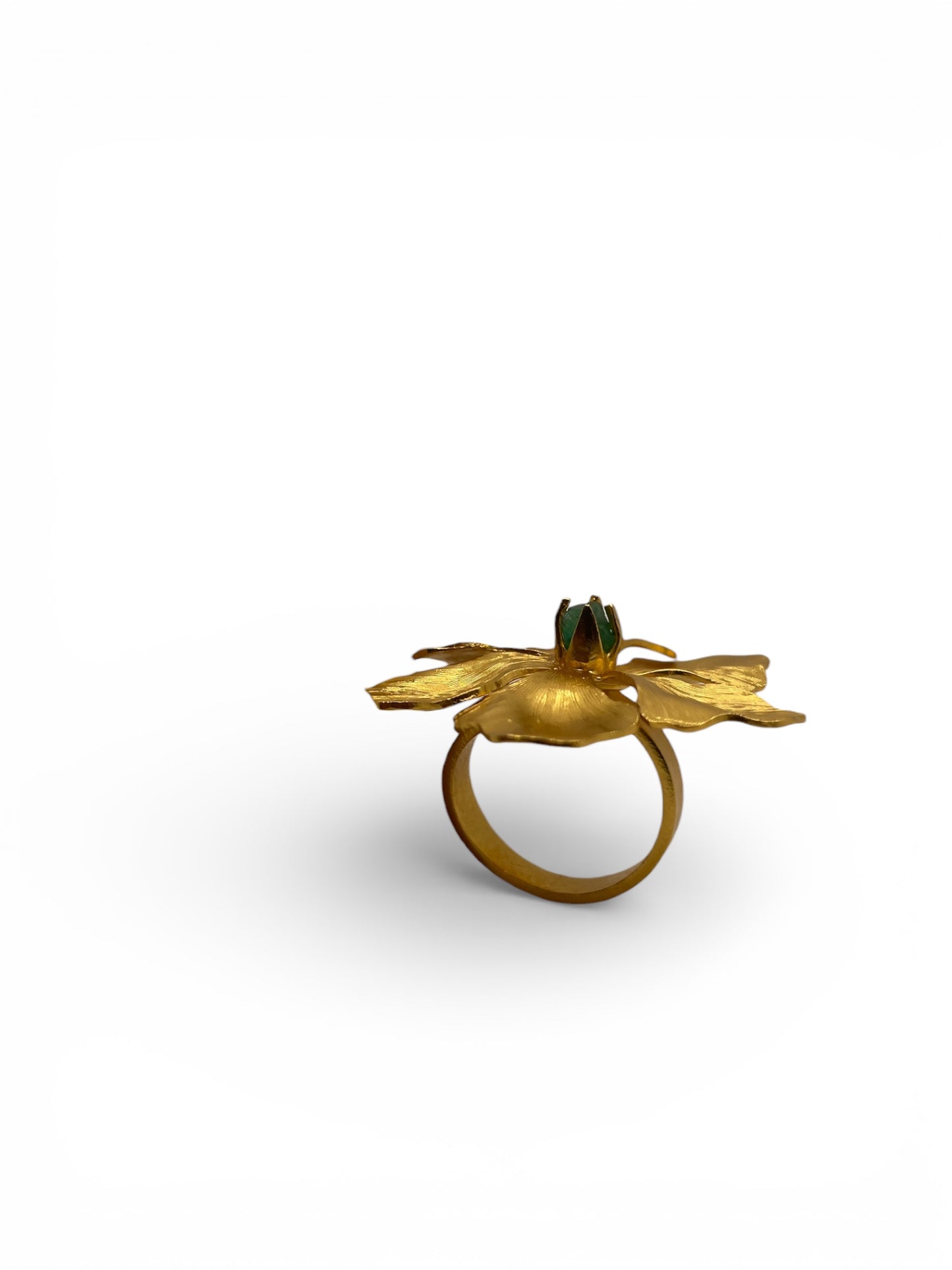 Emerald Ring - Raw Colombian Muzo Flower Solitaire 24k Gold CARU
