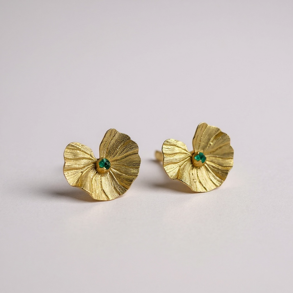 Orecchini Foglia con Smeraldi Certificati Muzo - Design Naturale