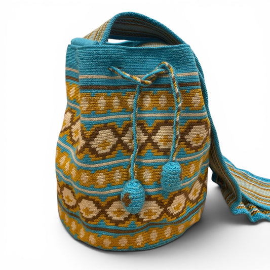 Borsa Mochila Wayuu Chiquita Colombiana, Autentica e Tessuta a mano dalle donne Wayuu.
