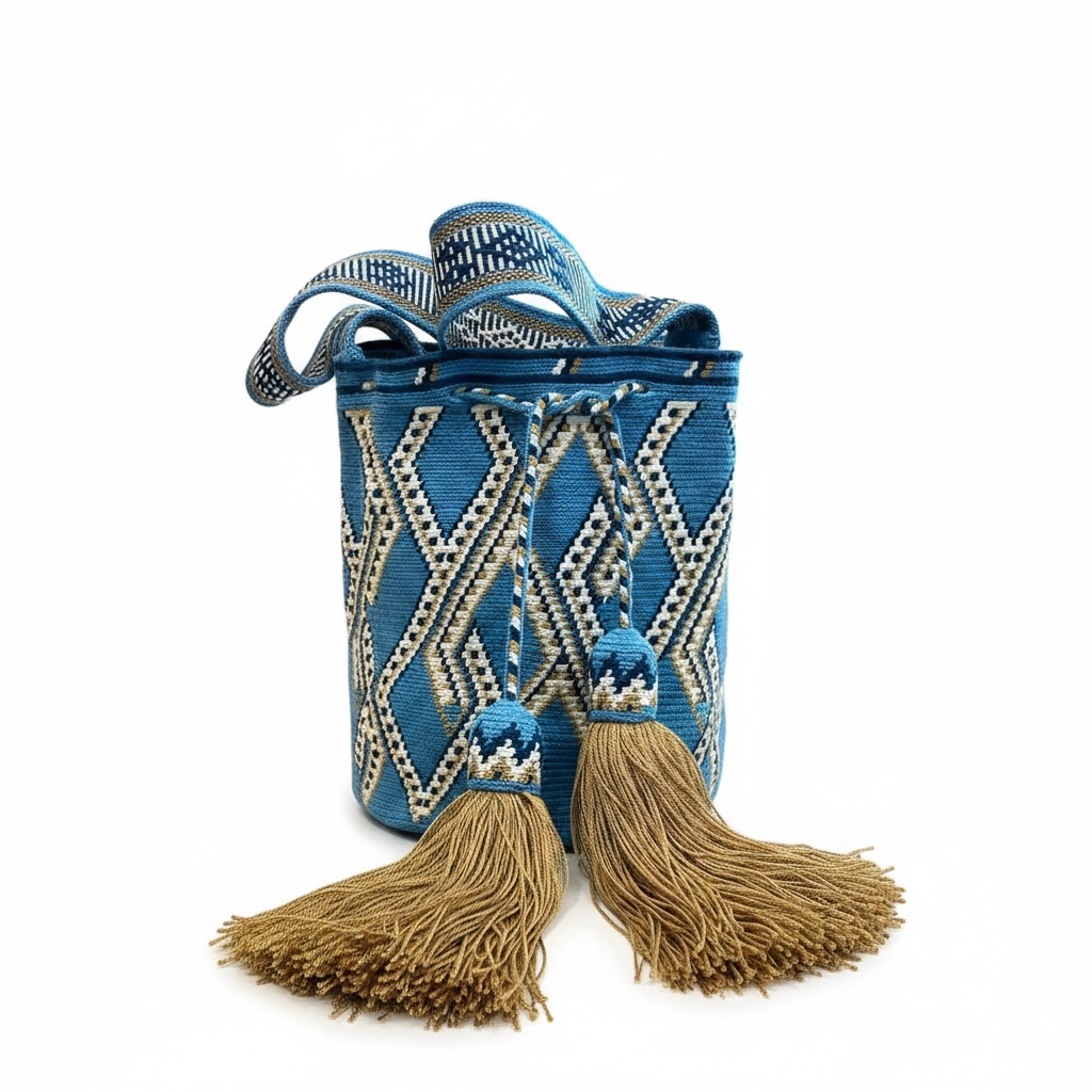 Borsa Mochila Wayuu Chiquita Colombiana, Autentica e Tessuta a mano dalle donne Wayuu.