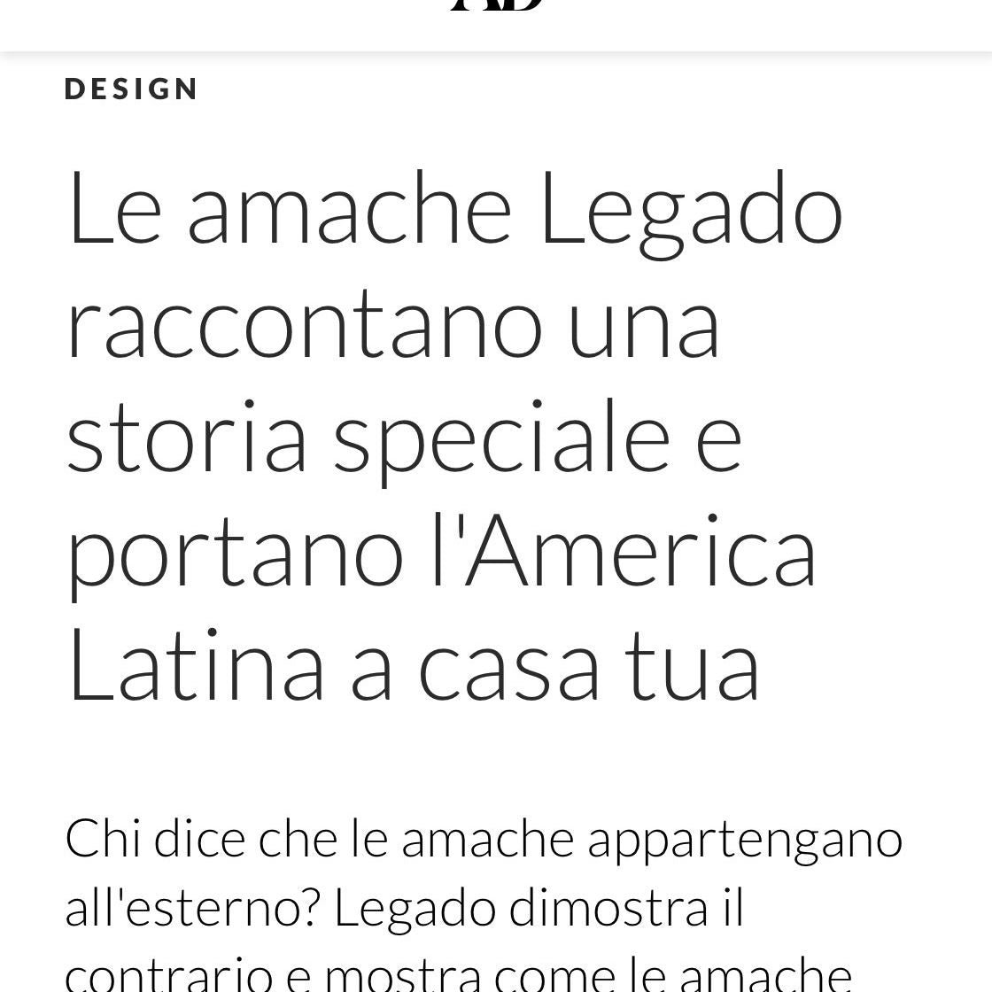 Articolo AD Legado milano amache d'interno
