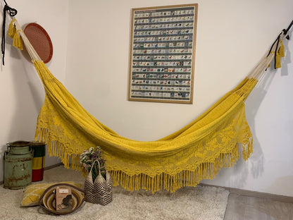 Amaca Artigianale "Chinchorro" Gialla - Pezzo Unico Wayuù Deluxe