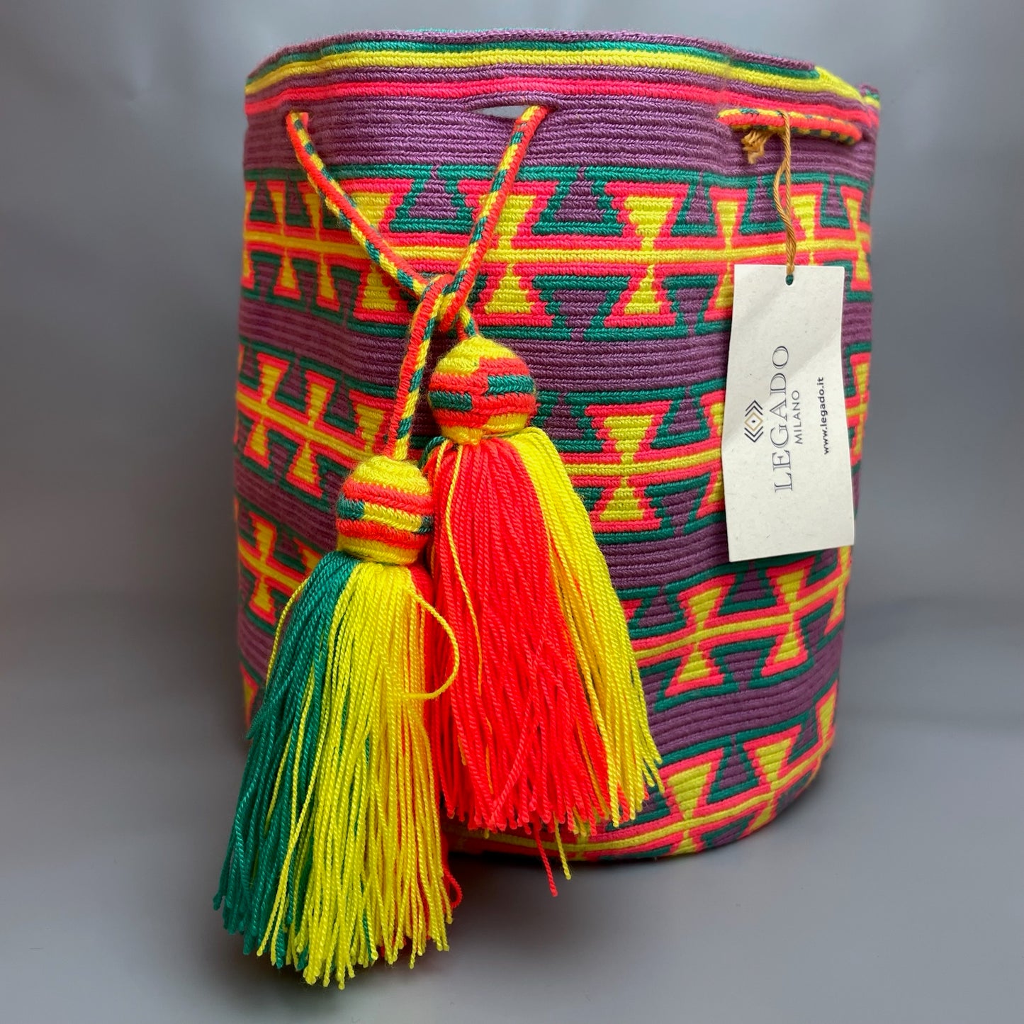 Borsa "Mochila Tradicional" Wayuù D.O.P, Tracolla, Tessuta a mano,  Misure +/- 29 x 22  cm