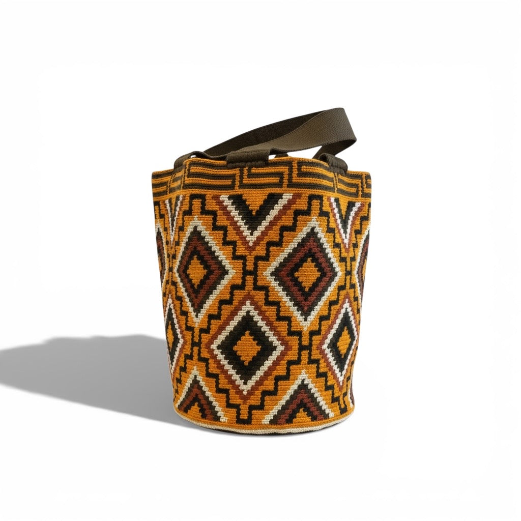 Mochila Wayuu doppio manico ampia capacità tessuta a mano in Colombia