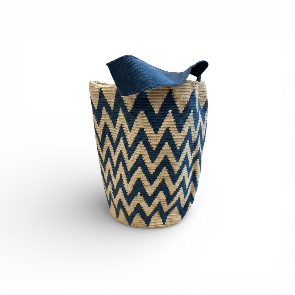 Mochila Wayuu doppio manico ampia capacità tessuta a mano in Colombia