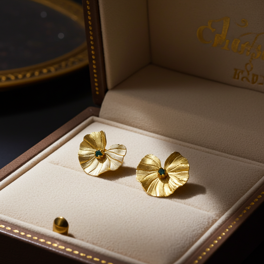 orecchini in bronzo placatto oro 24 k pietra smeralda autentica miniera muzo colombia