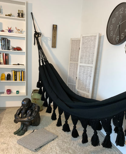 Amaca "Borlas", Nera, Misura 3,60 x 1,60 m