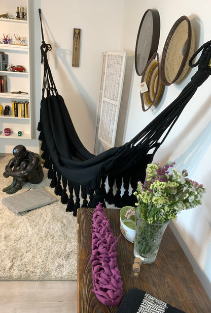 Amaca "Borlas", Nera, Misura 3,60 x 1,60 m