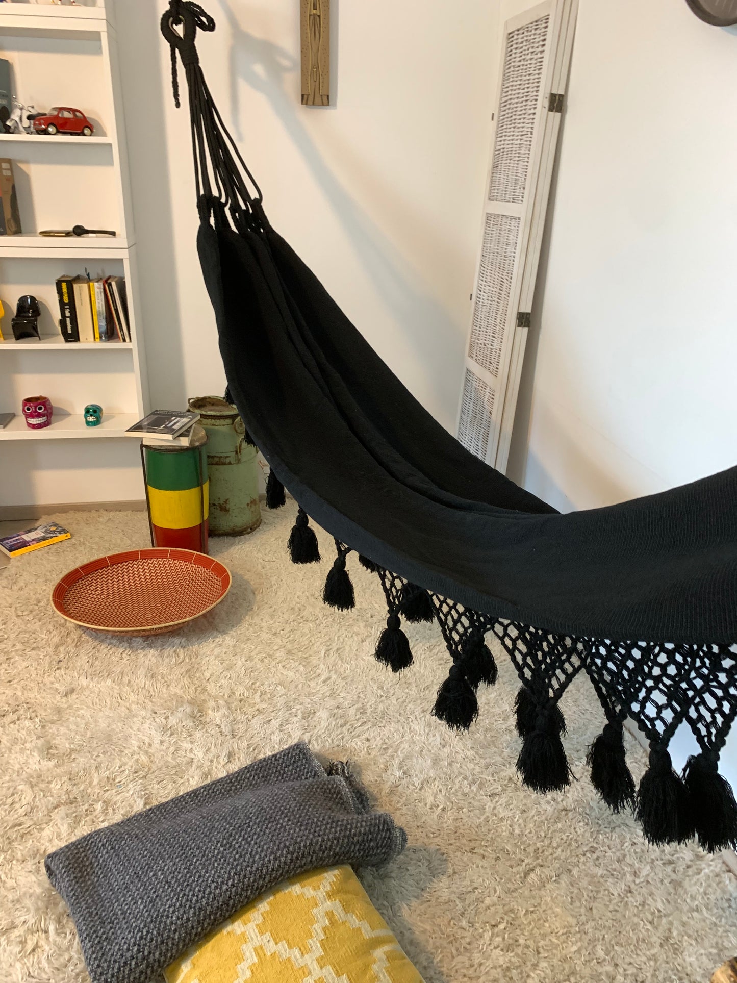 Hamac "Nudos y Borlas", Noir, Mesure 3,60 x 1,60 m