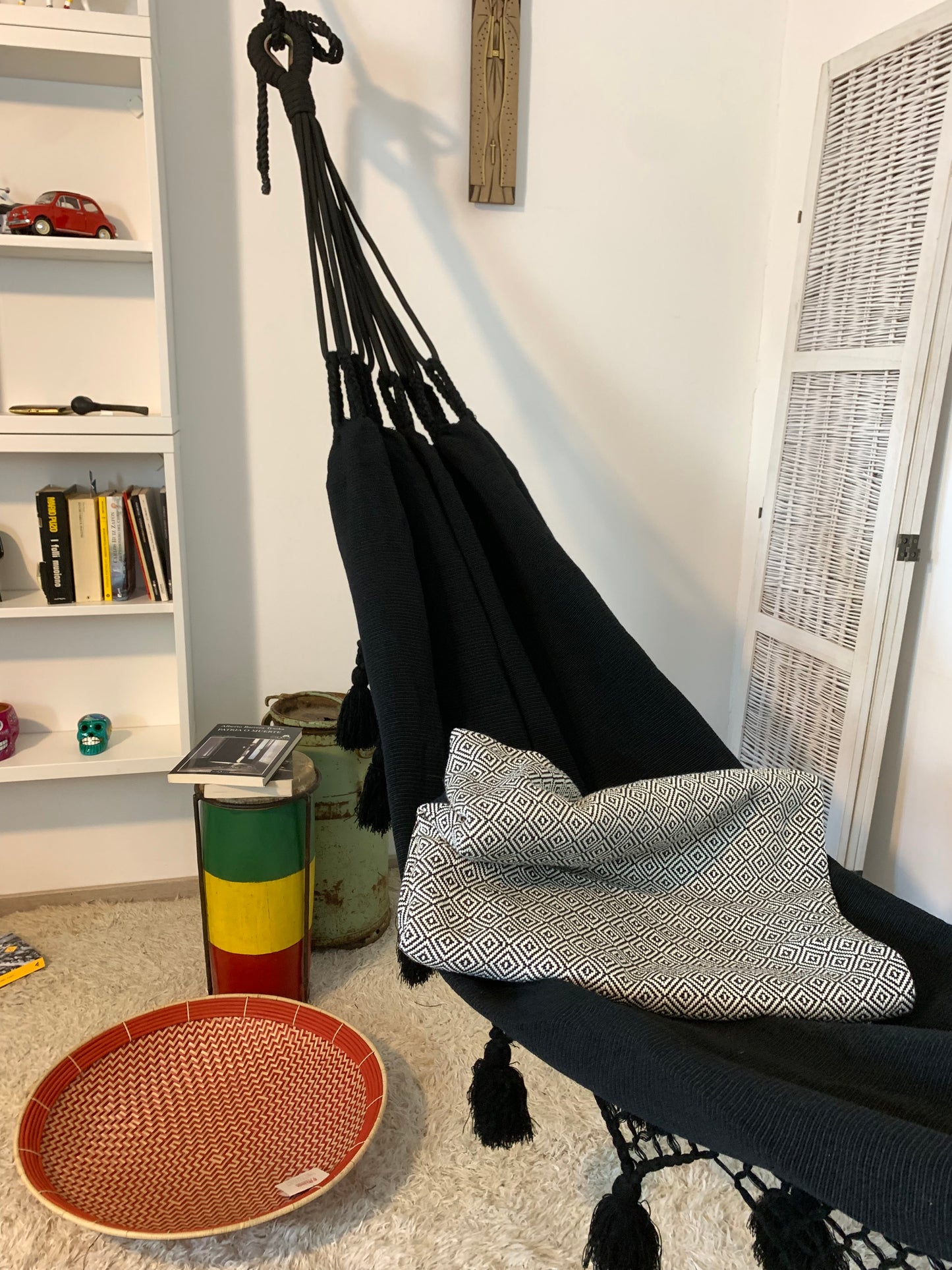 Hamac "Nudos y Borlas", Noir, Mesure 3,60 x 1,60 m