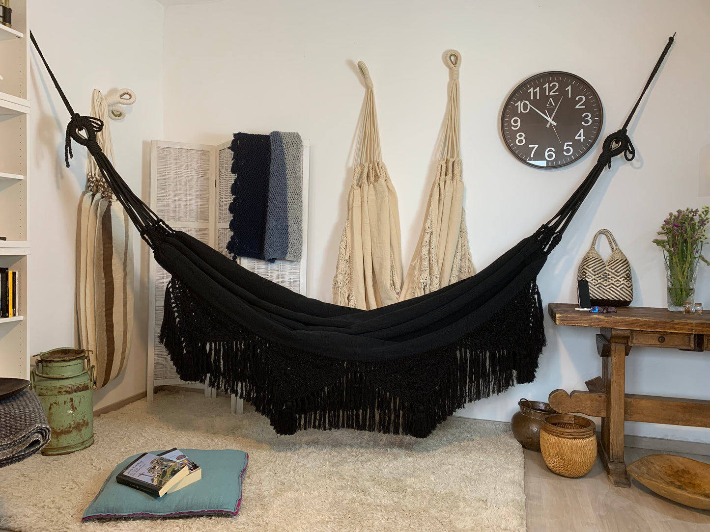 Amaca "Macramé", Nera, Misura 3,60 x 1,60 m