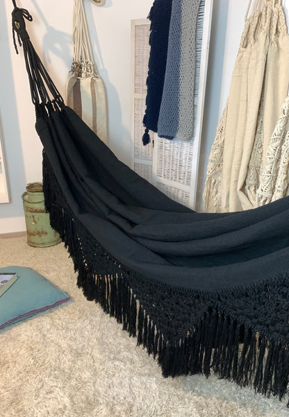 Amaca "Macramé", Nera, Misura 3,60 x 1,60 m