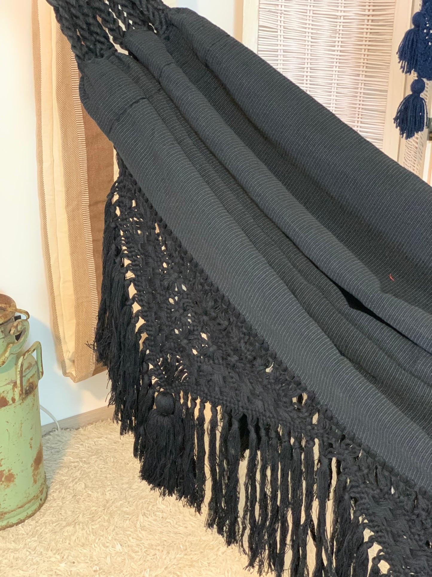 Amaca "Macramé", Nera, Misura 3,60 x 1,60 m