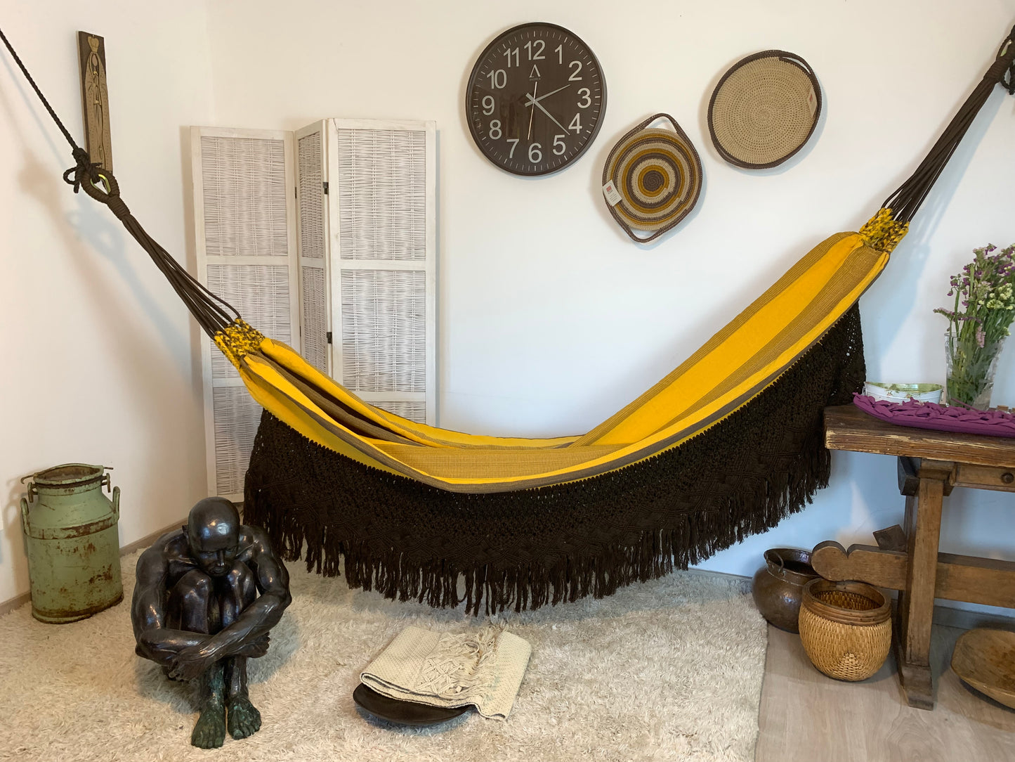Amaca "Macramé", Gialla e Marrone, Misura 3,60 x 1,60