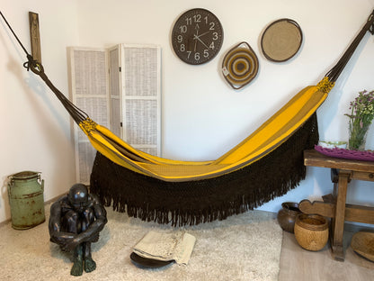 Amaca "Macramé", Gialla e Marrone, Misura 3,60 x 1,60