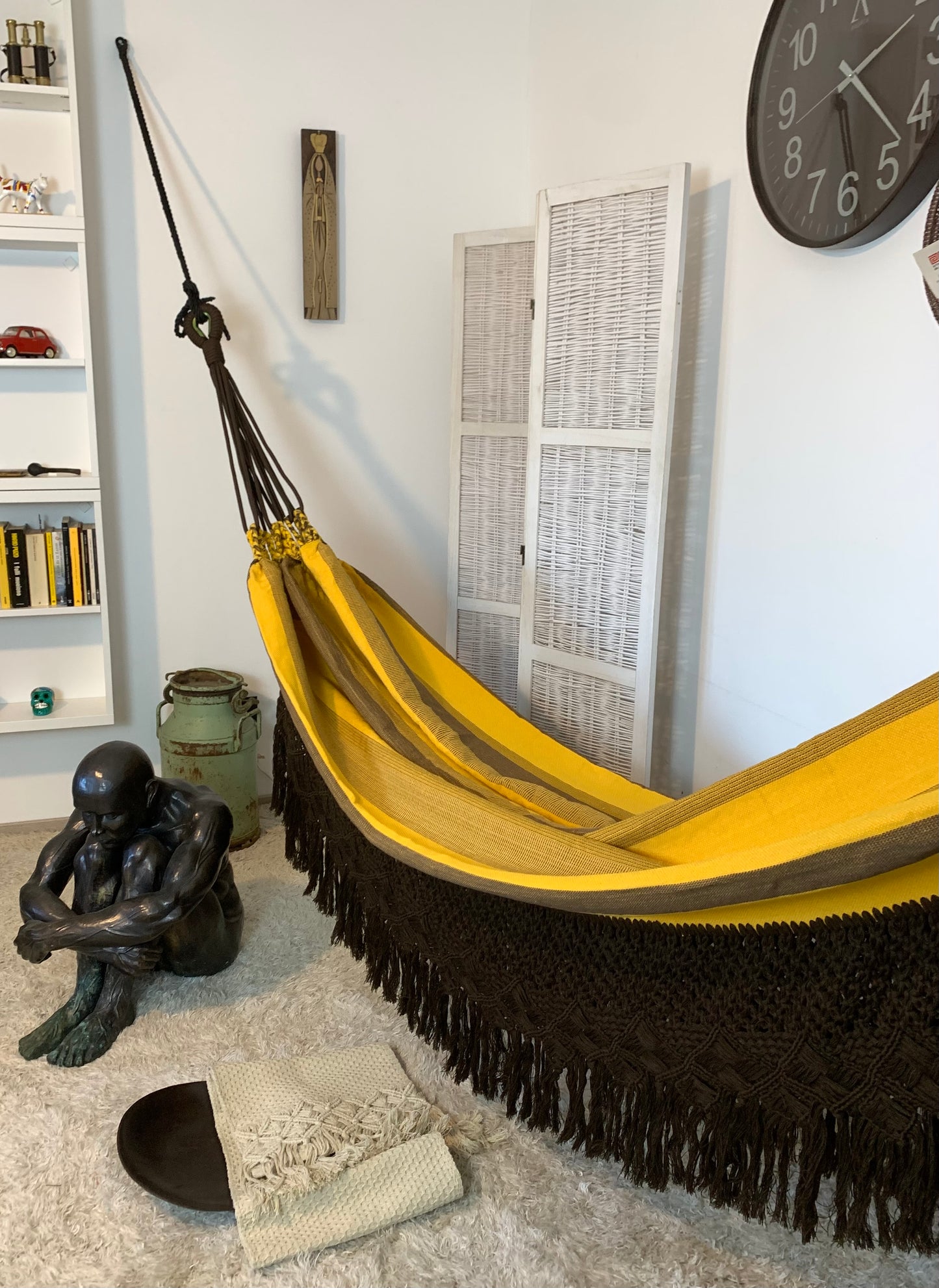 Amaca "Macramé", Gialla e Marrone, Misura 3,60 x 1,60