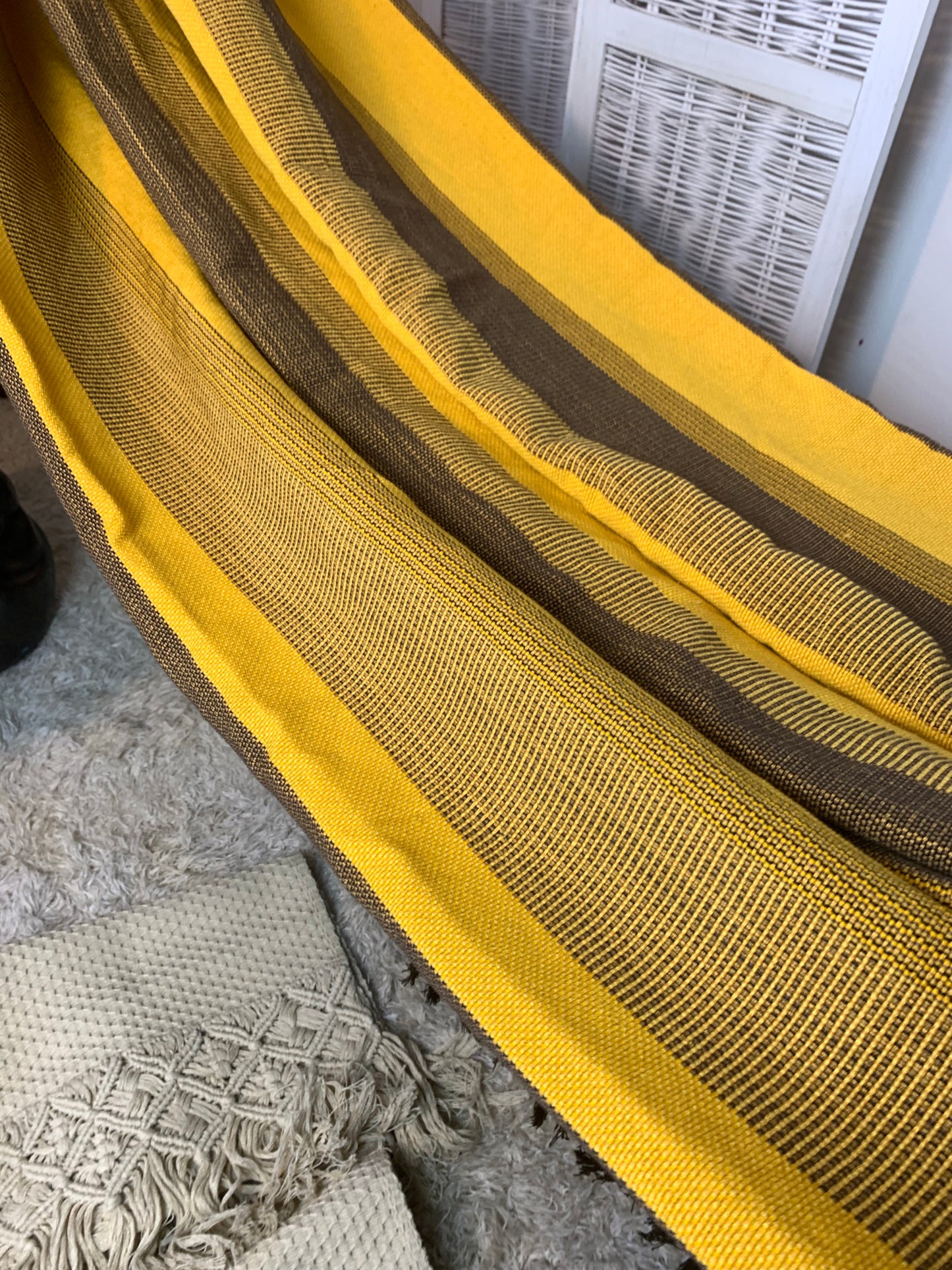 Amaca "Macramé", Gialla e Marrone, Misura 3,60 x 1,60