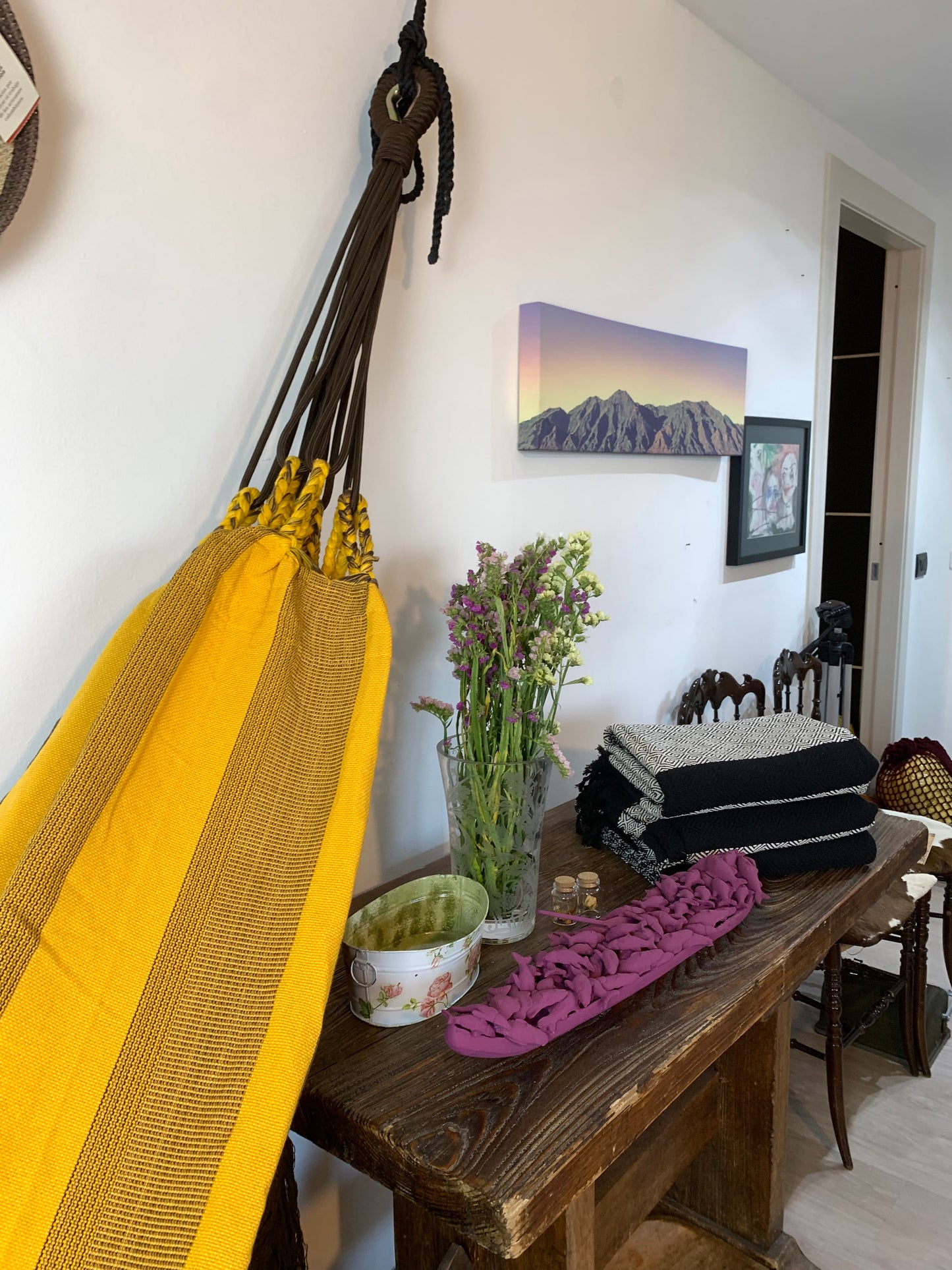 Amaca "Macramé", Gialla e Marrone, Misura 3,60 x 1,60