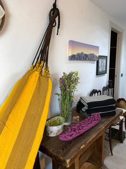 Amaca "Macramé", Gialla e Marrone, Misura 3,60 x 1,60